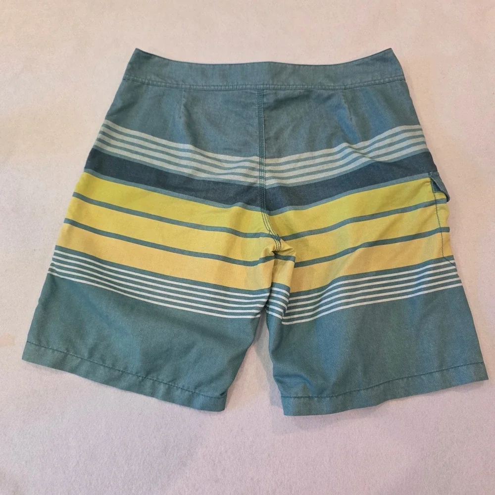 Billabong Originals Board Shorts Mens 36 Teal Blue Yellow Striped M122EADS
